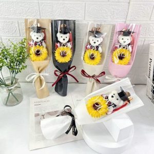 graduation bear sunflower bouquet