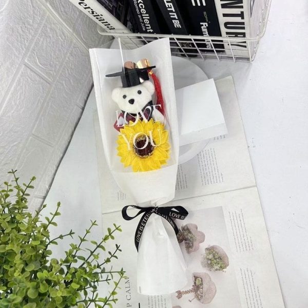 graduation bear sunflower bouquet