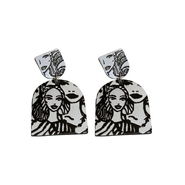 abstract face art drop earrings