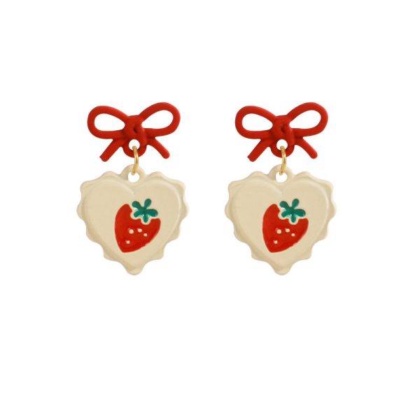 strawberry whip bow charm earrings