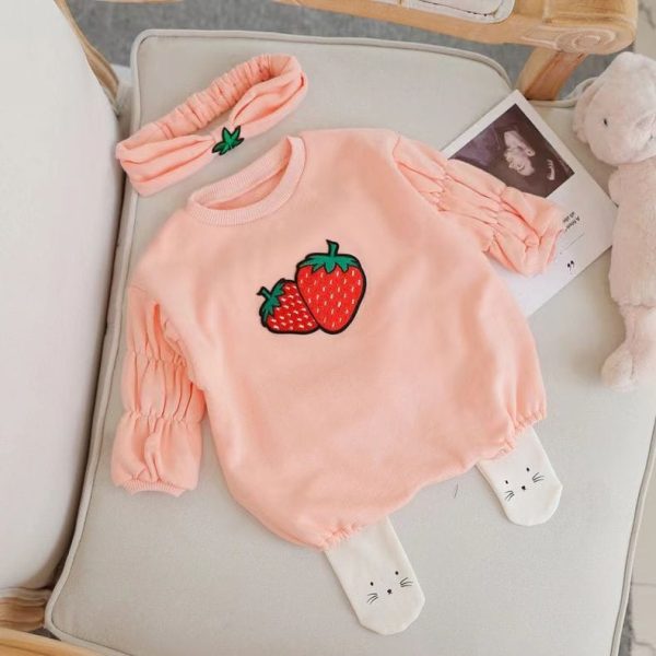strawberry romper and band set