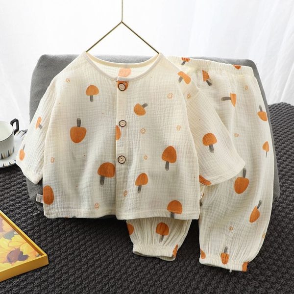 cozy mushroom print baby nightwear set