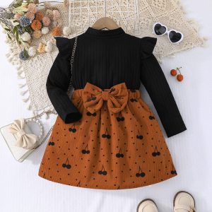 cherry print 2pc skirt dress