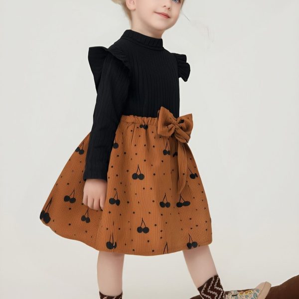 cherry print 2pc skirt dress