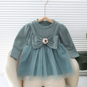 teal bow frock