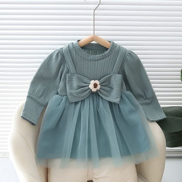 teal bow frock
