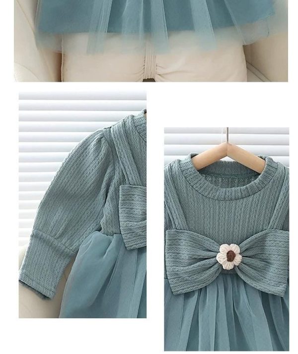 teal bow frock