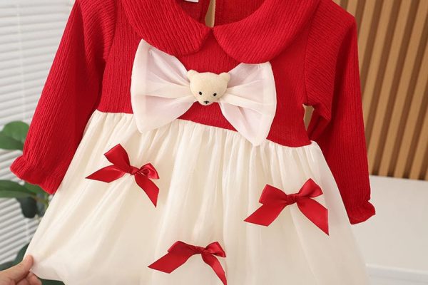 festive teddy bow frock