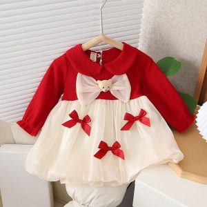 festive teddy bow frock