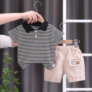 Black striped polo dress